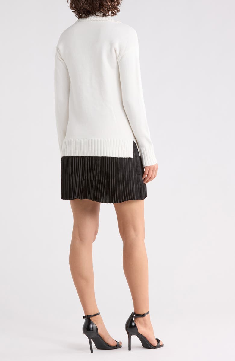 Ellen Tracy Collared Long Sleeve Twofer Sweater Dress, Alternate, color, Marshmallow