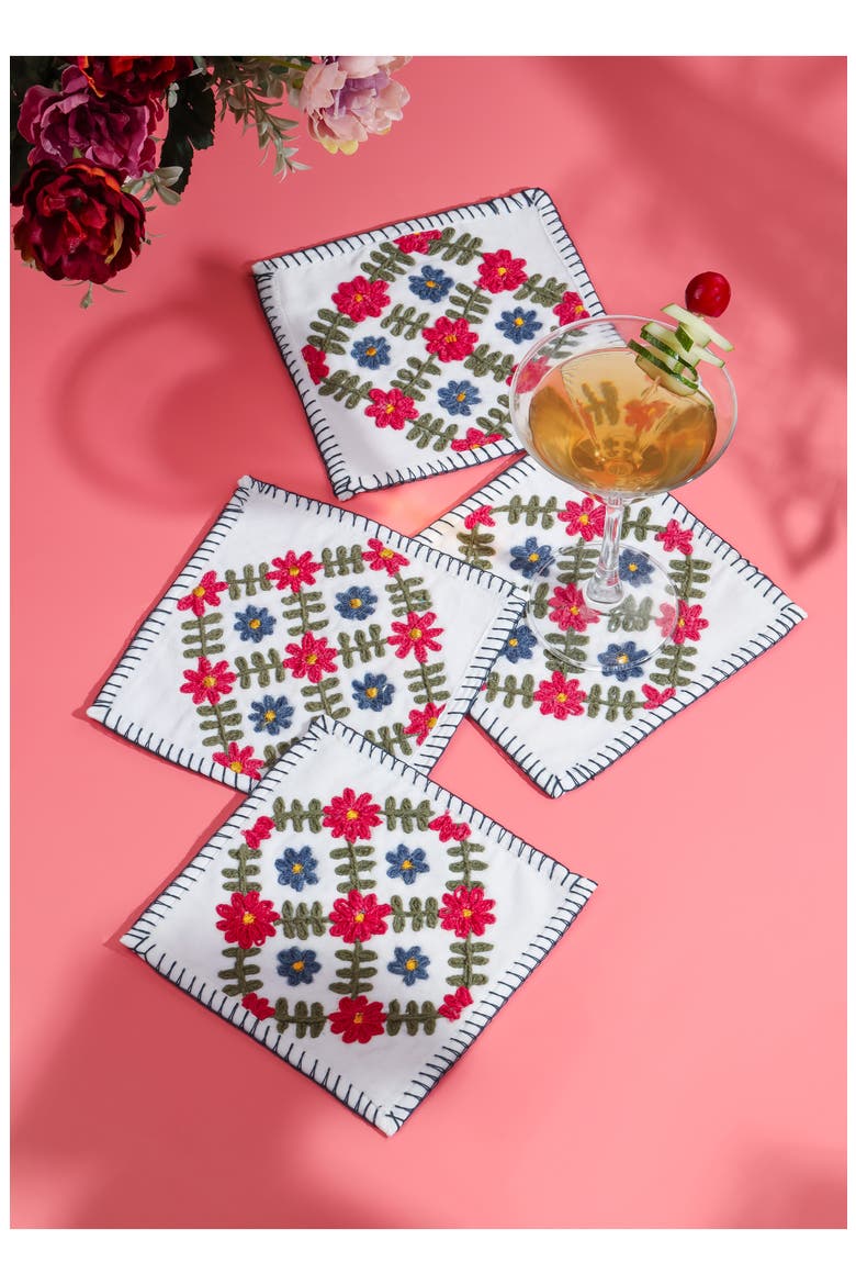 Embroidered Set of 4 Cocktail Napkins, Alternate, color, MULTI