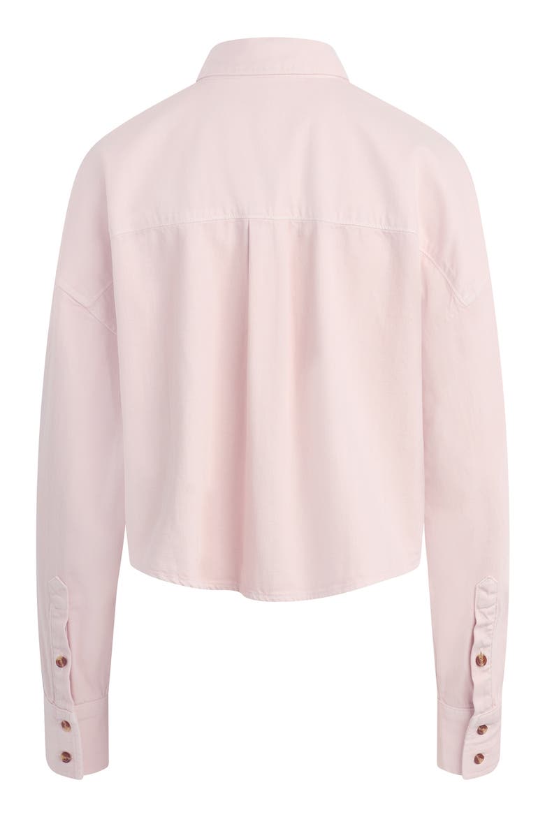The Crop Cotton Blend Button-Up Shirt, Alternate, color, PALE PINK