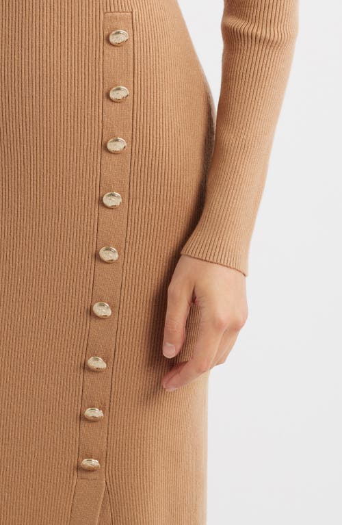 Elie Tahari The Chaya Button Detail Long Sleeve Sweater Dress In Multi