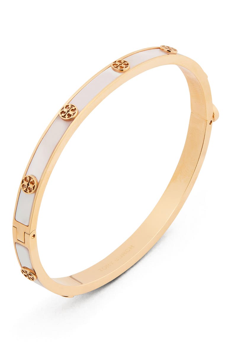 Thin Icon Mother of Pearl Bangle, Alternate, color, TORY GOLD / MOTHER OF PEARL