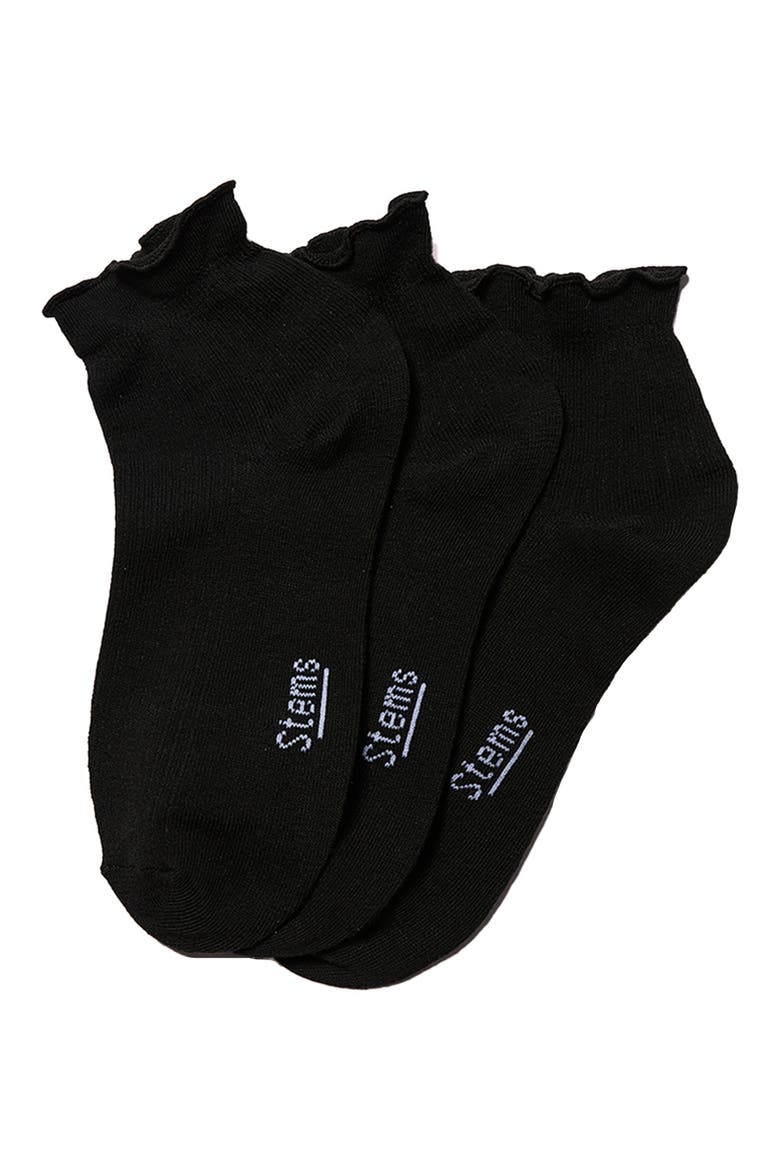 Everyday Classics Ruffle 3-Pack Crew Socks, Main, color, BLACK