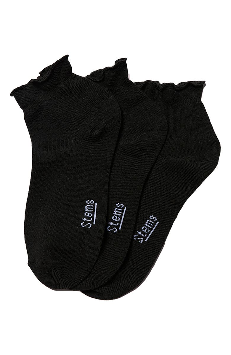 Stems Everyday Classics Ruffle 3-Pack Crew Socks, Main, color, Black