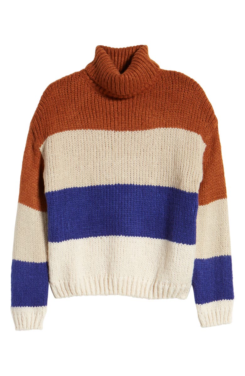 Woven Heart Stripe Turtleneck Sweater, Alternate, color,