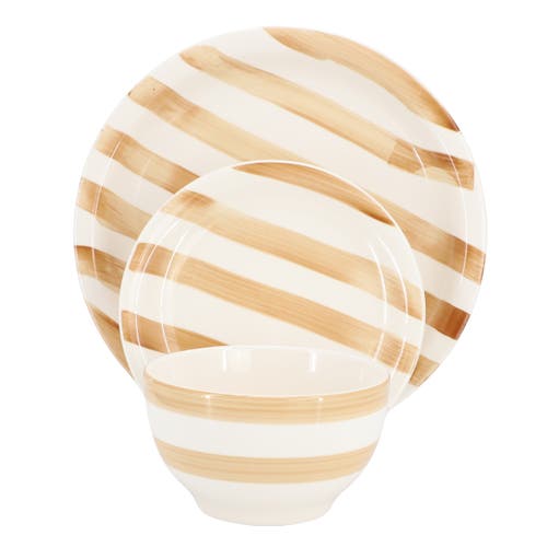 Gibson Home Kenwood Shores 12 Piece Stoneware Dinnerware Set In Neutral