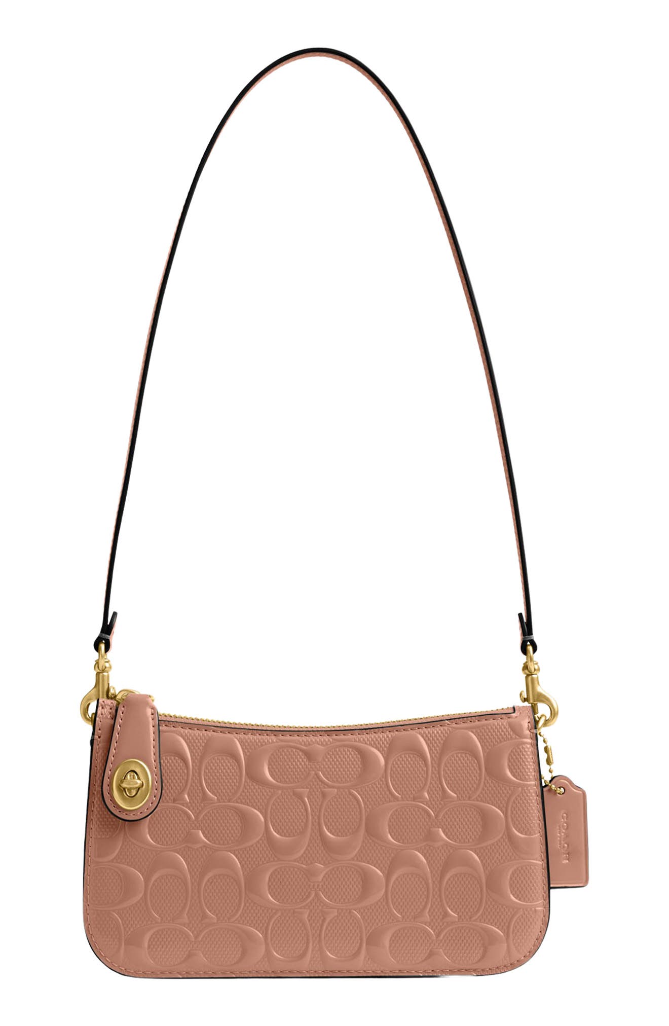 Penn Signature Patent Leather Shoulder Bag, Main, color, CAPPUCCINO