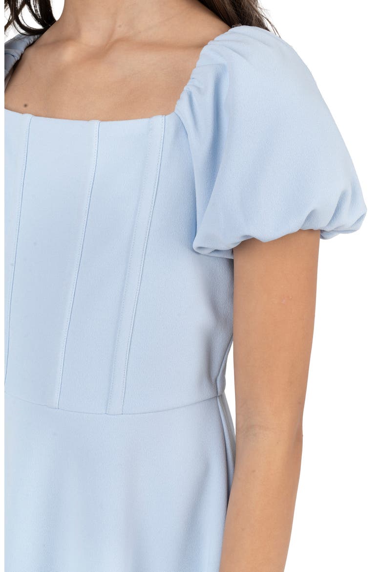 Kids' Puff Sleeve Scuba Crepe Party Dress, Alternate, color, BLUE