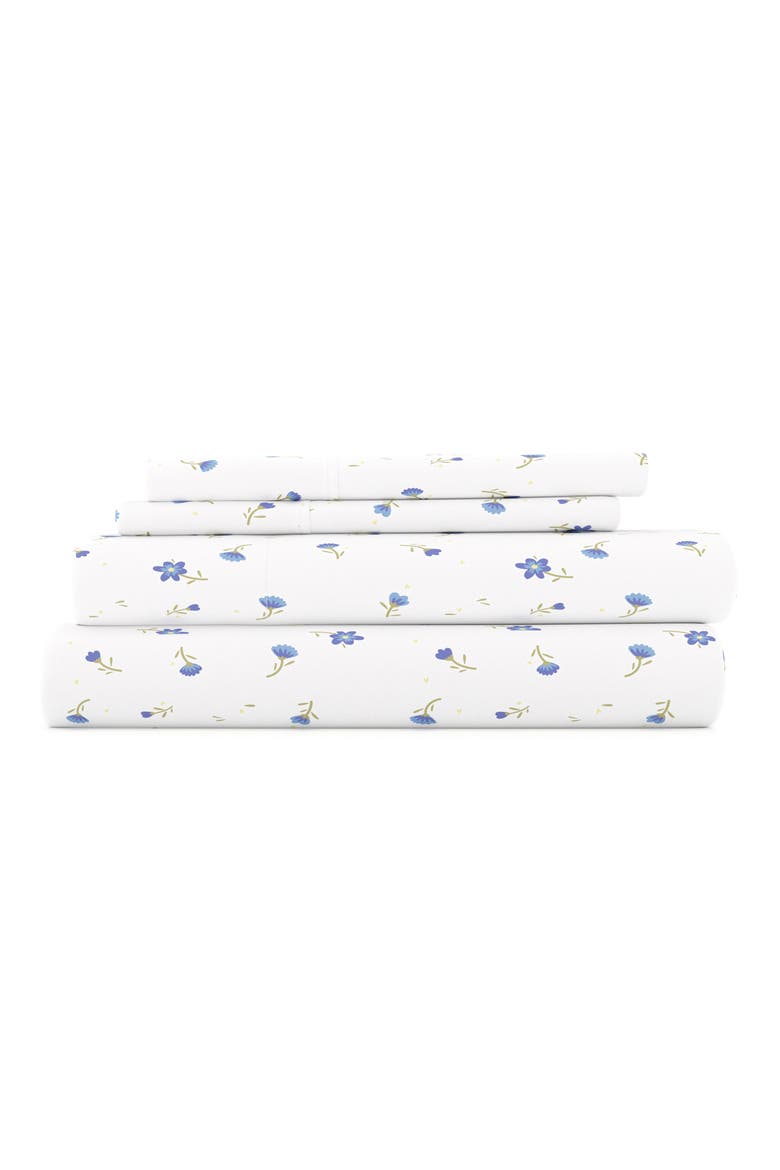 Premium Ultra Soft Floral 4-Piece Bed Sheet Set, Main, color, LIGHT BLUE