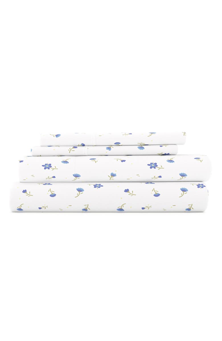 HOMESPUN Premium Ultra Soft Floral 4-Piece Bed Sheet Set, Main, color, Light Blue