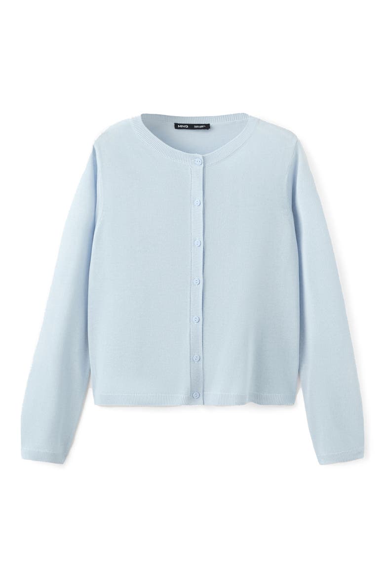 Fine Knit Crewneck Cardigan, Alternate, color, SKY BLUE