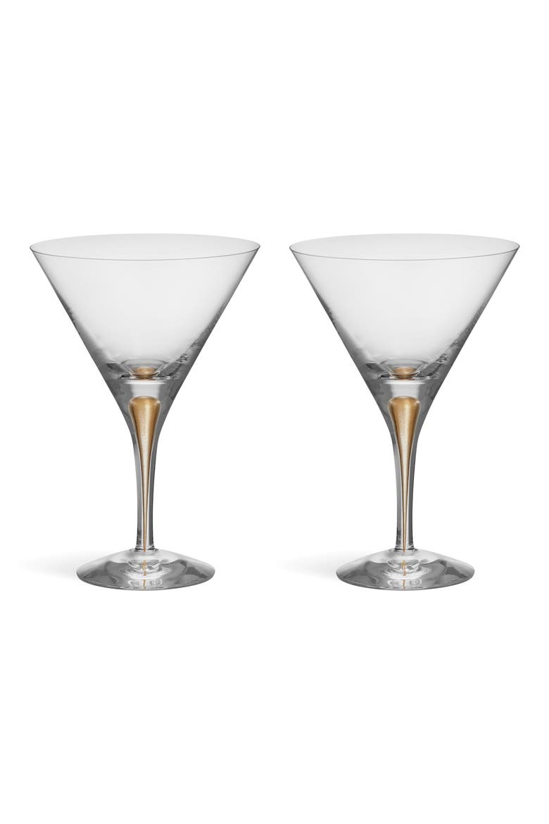 Intermezzo Gold Set of 2 Martini Glasses, Main, color, GOLD