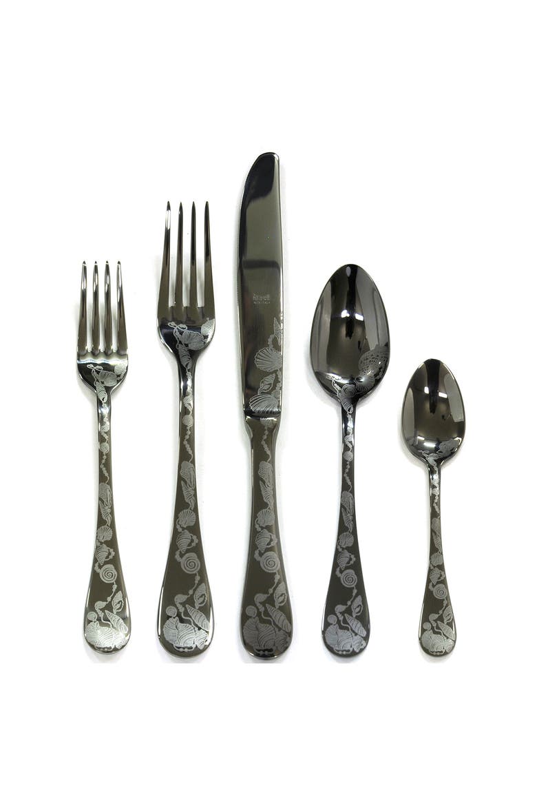 Venere Flatware Set - 5 Pieces, Main, color, Black Gold