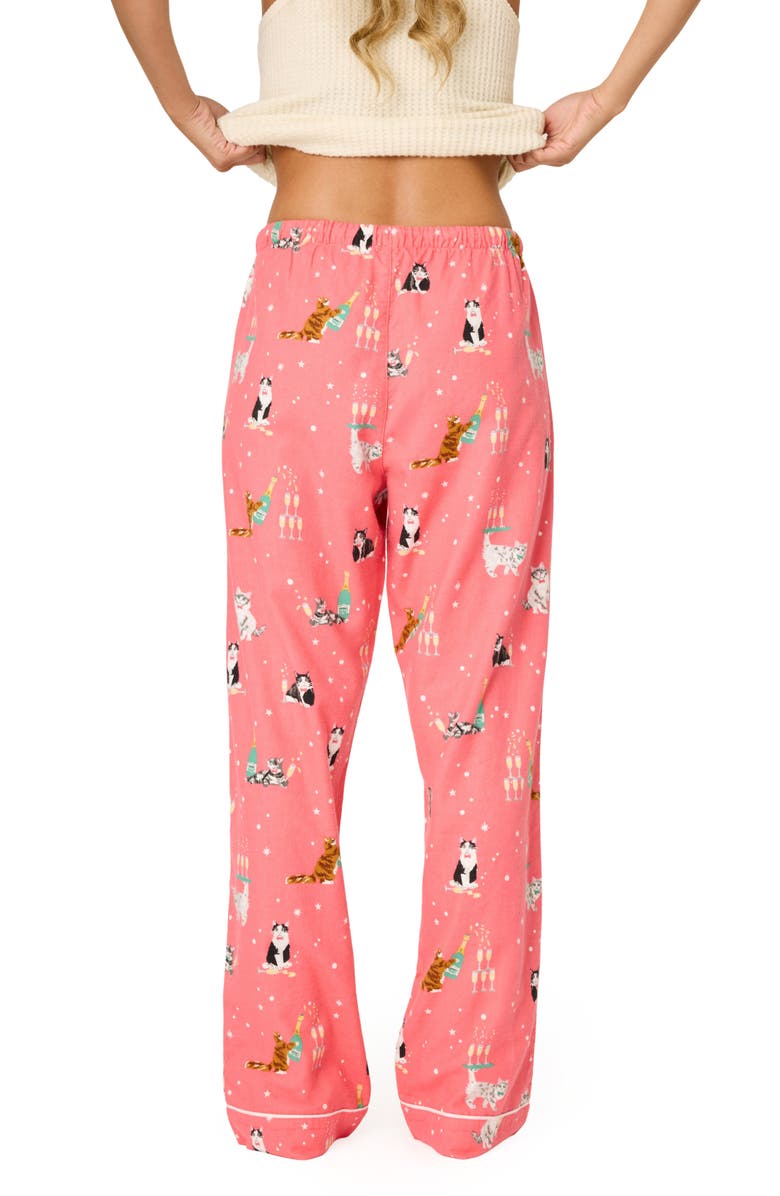 PJ Salvage Cats Flannel Pajama Pants, Alternate, color, Dark Coral