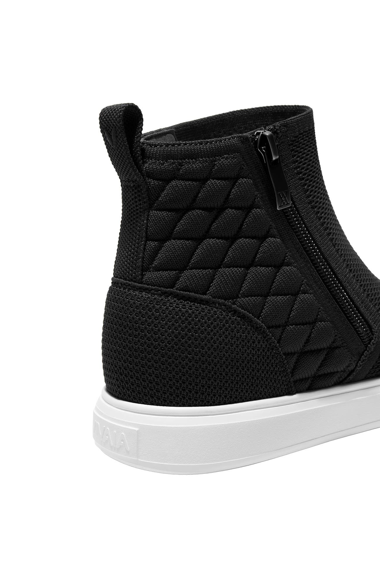 Casey Round-Toe Hidden Wedge Sneakers, Alternate, color, Black