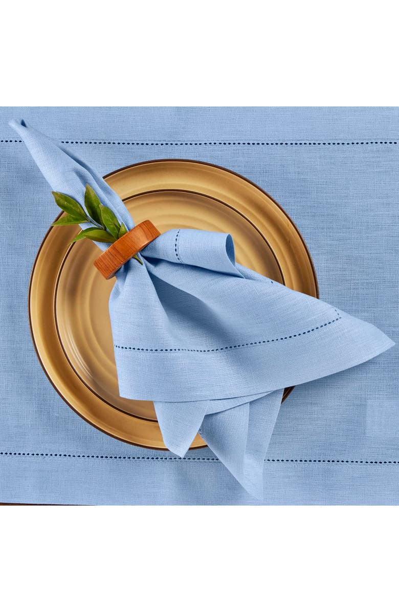 Solino Home Linen Dinner Napkins - Classic Hemstitch, Alternate, color, Cornflower Blue