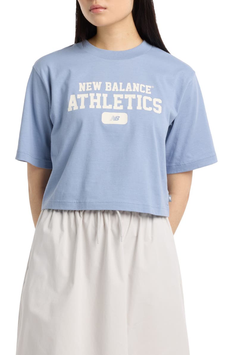 New Balance Heritage Relaxed Crop Logo Graphic T-Shirt, Main, color,