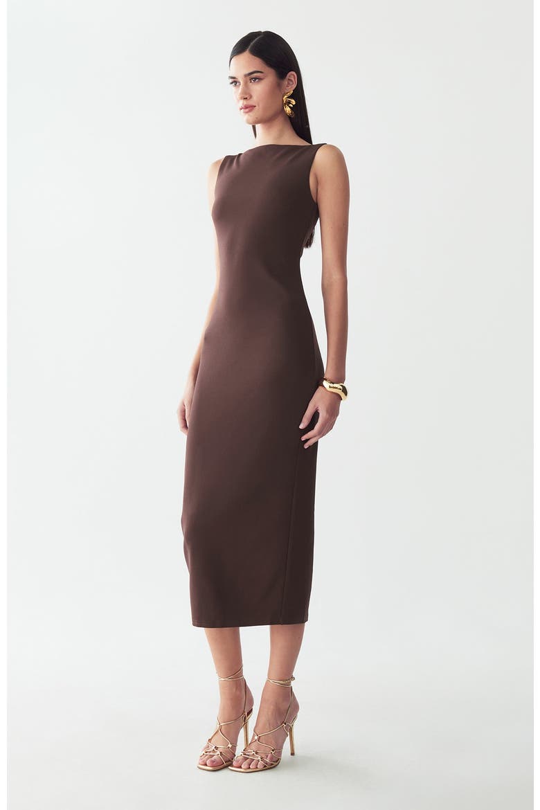 Shian Midi Dress, Alternate, color, Chocolate