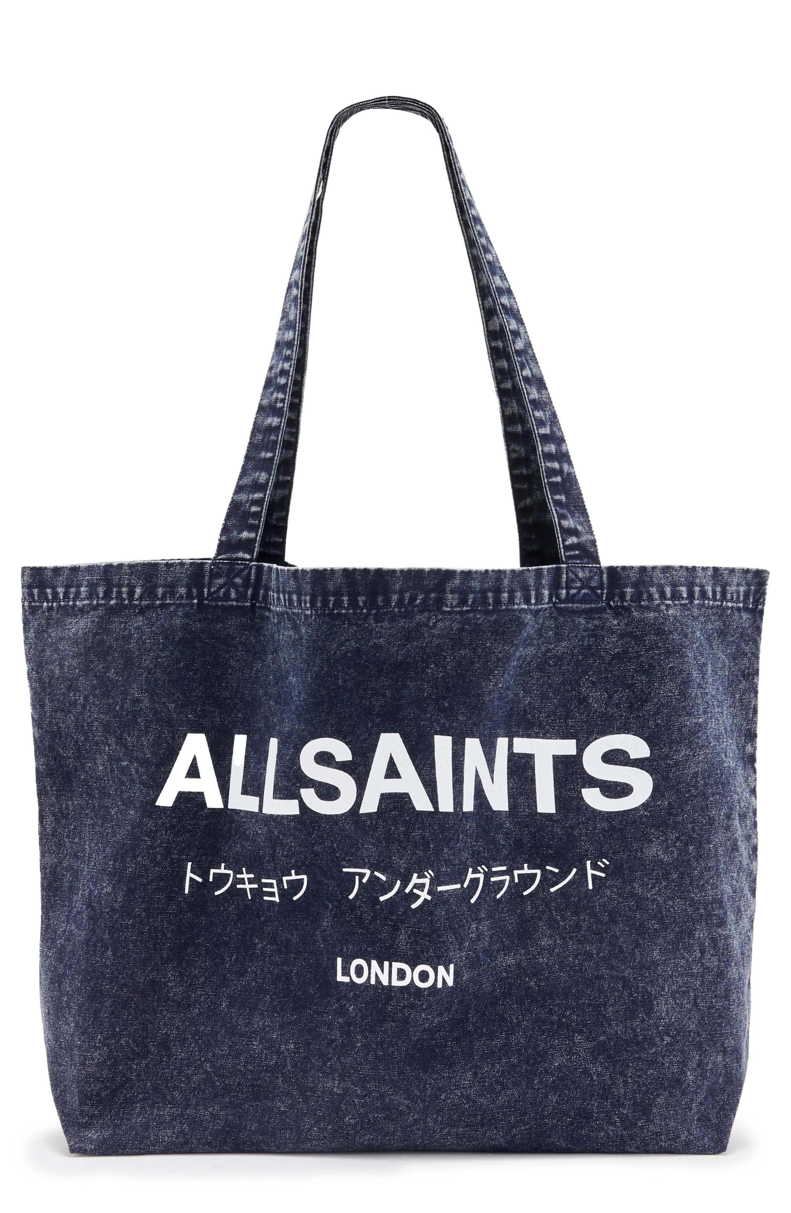AllSaints Underground ACI Denim Tote, Main, color, 