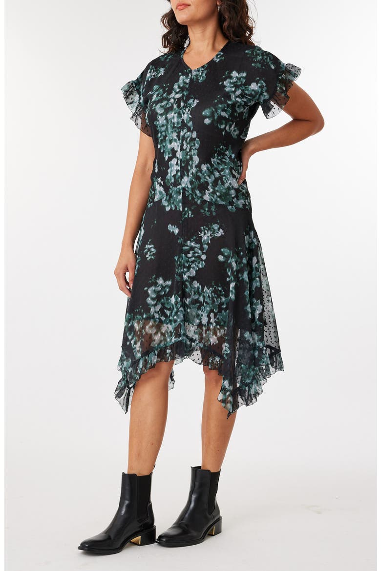 Floral Handkerchief Hem Dress, Alternate, color, BLOSSOM GREEN