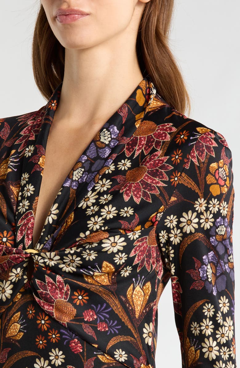 FARM Rio Lili Long Sleeve Floral Maxi Dress, Alternate, color, Black