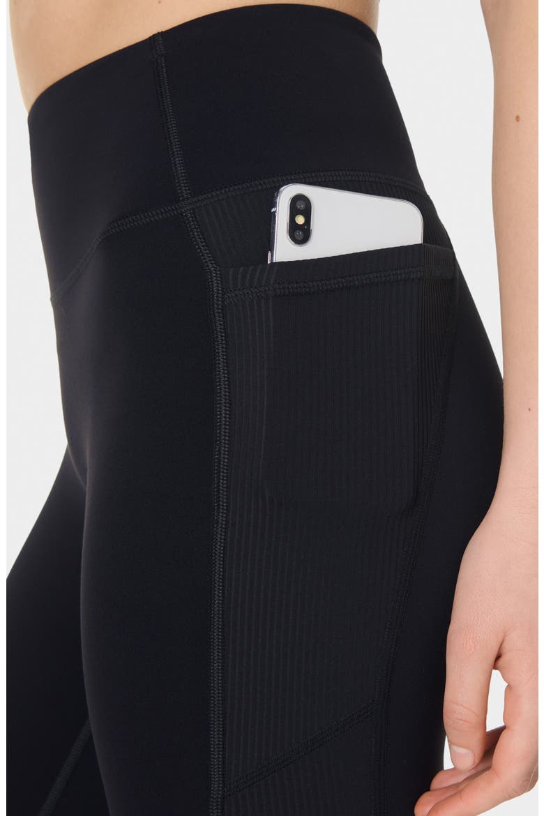 Ribbed Pocket Leggings, Alternate, color, BLACK