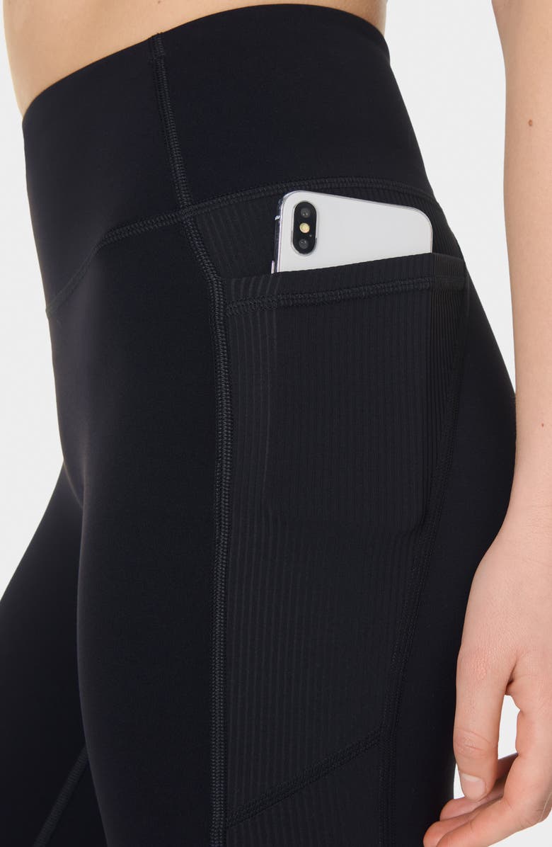 Sweaty Betty Ribbed Pocket Leggings, Alternate, color, Black