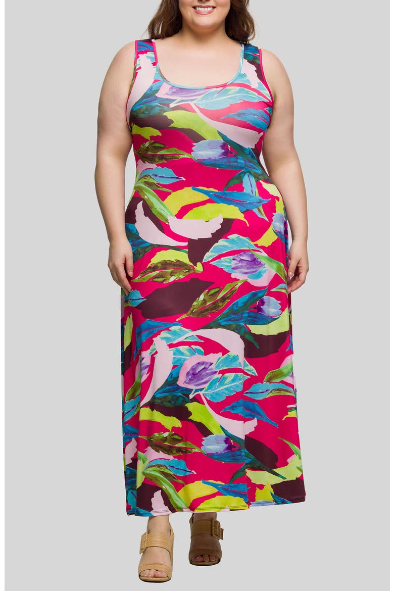 Print Sleeveless Maxi Dress, Main, color, BLUE MULTI