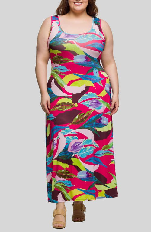 24SEVEN COMFORT APPAREL 24SEVEN COMFORT APPAREL PRINT SLEEVELESS MAXI DRESS 