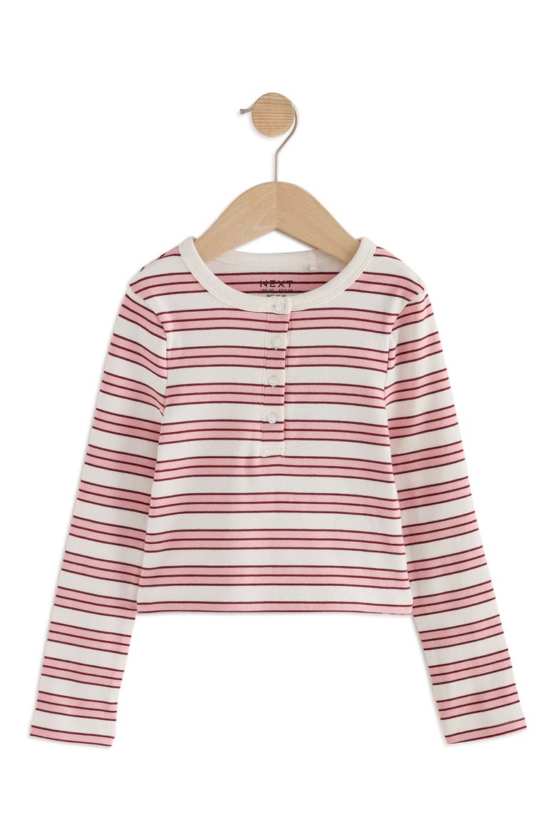 Kids' Stripe Long Sleeve Henley, Main, color, PINK