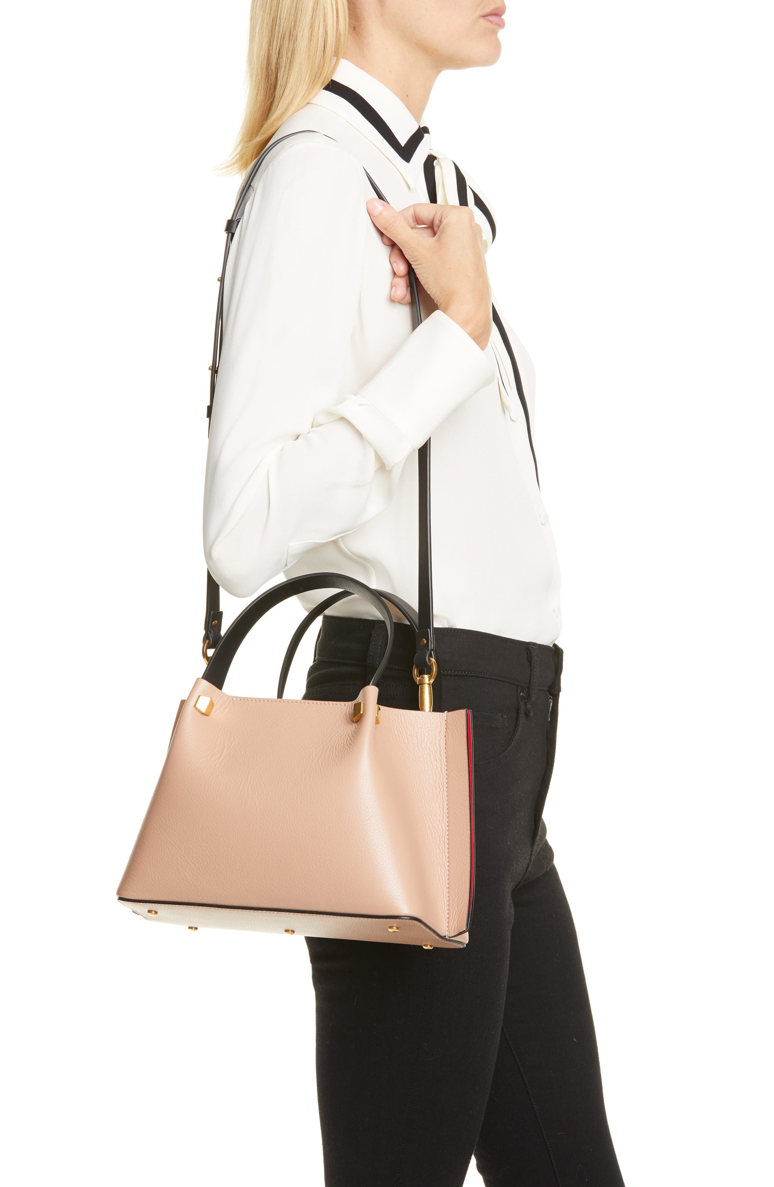 Valentino Garavani Small VLOGO Leather Tote, Alternate, color, 