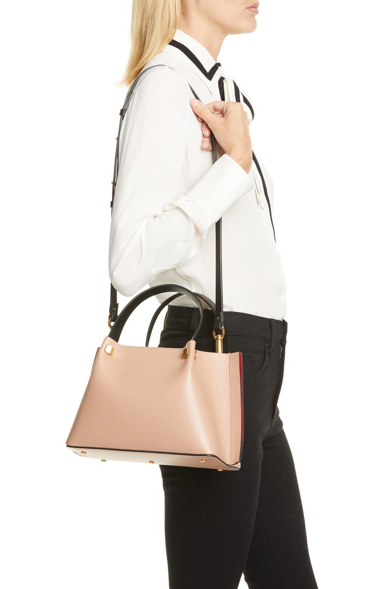 Valentino Garavani Small VLOGO Leather Tote, Alternate, color,