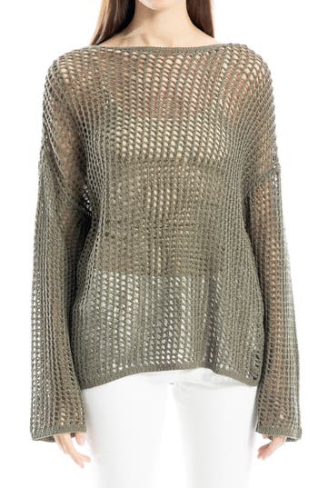 MAX STUDIO MAX STUDIO OVERSIZE OPEN KNIT SWEATER 