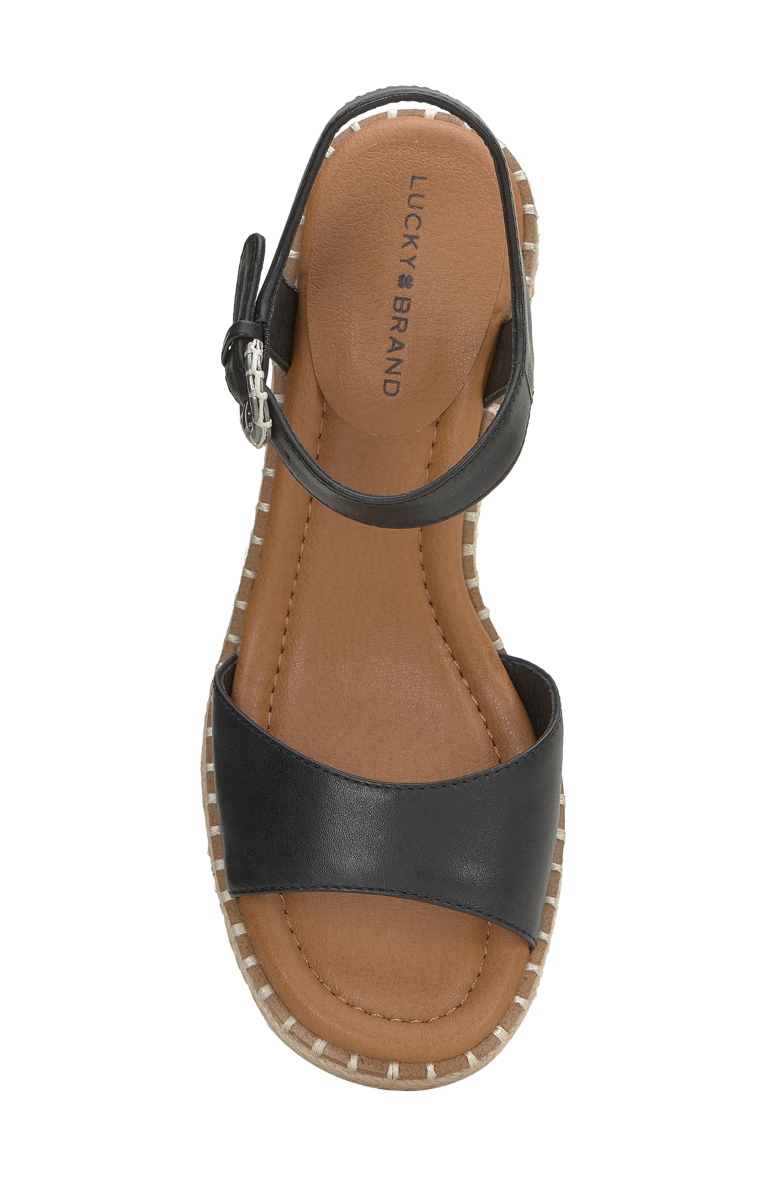 Lucky Brand Jennyl Ankle Strap Espadrille Sandal, Alternate, color, Black Milkol