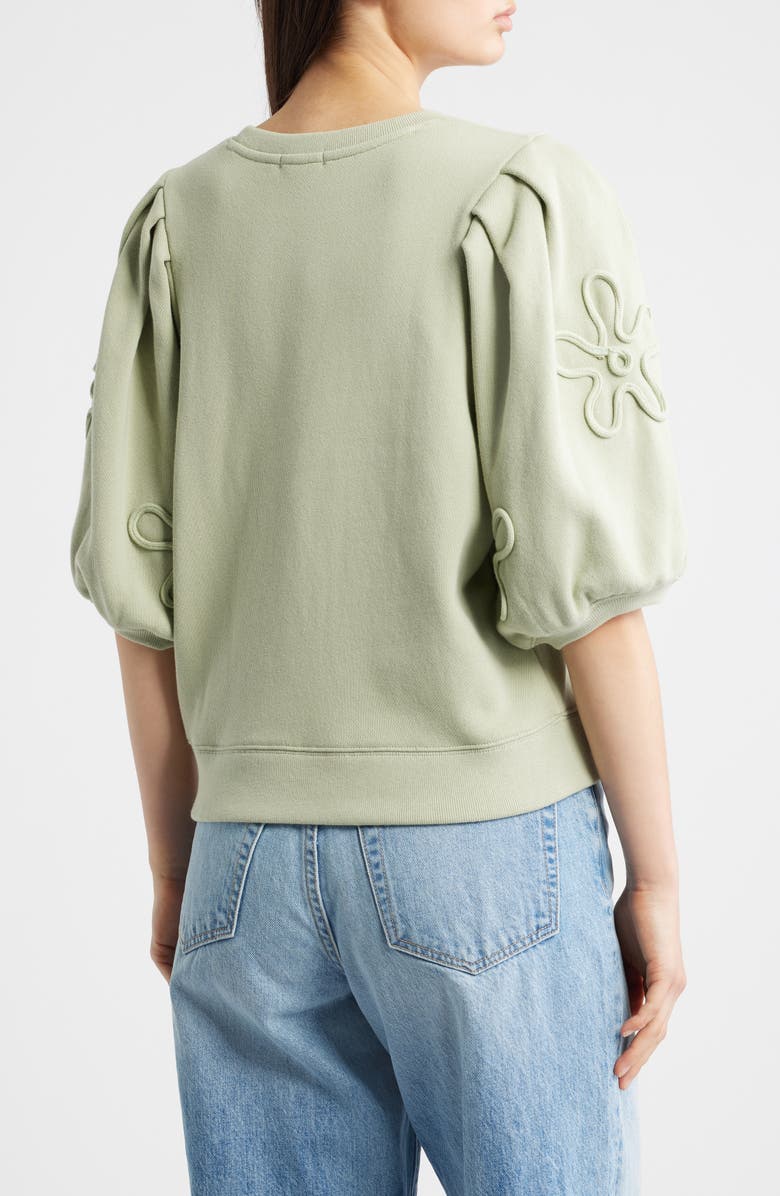 Rails Camy Floral Puff Sleeve Cotton Sweatshirt, Alternate, color, Vintage Sage