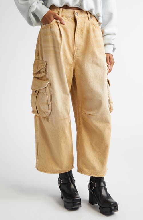 R13 Multipocket Crop Cargo Jeans In Faded Wheat