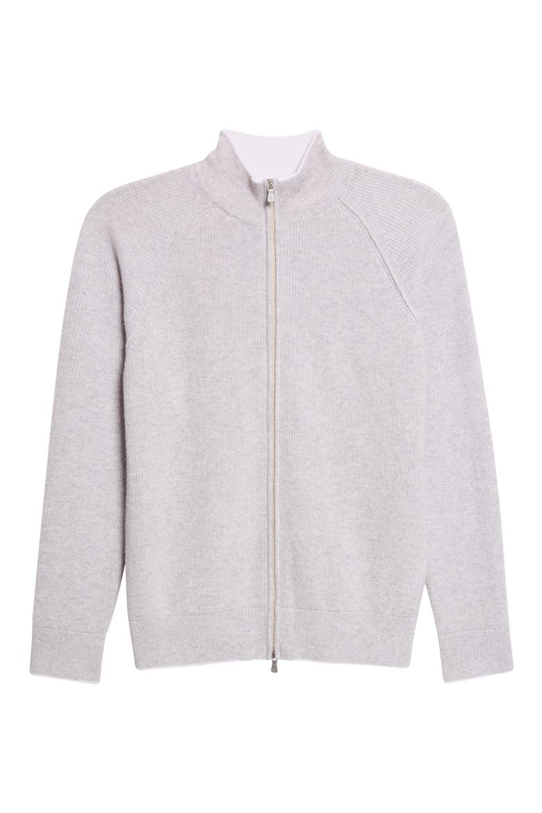 Tipped Cashmere Zip Cardigan, Alternate, color, 13-02 LT GRY SND WHT