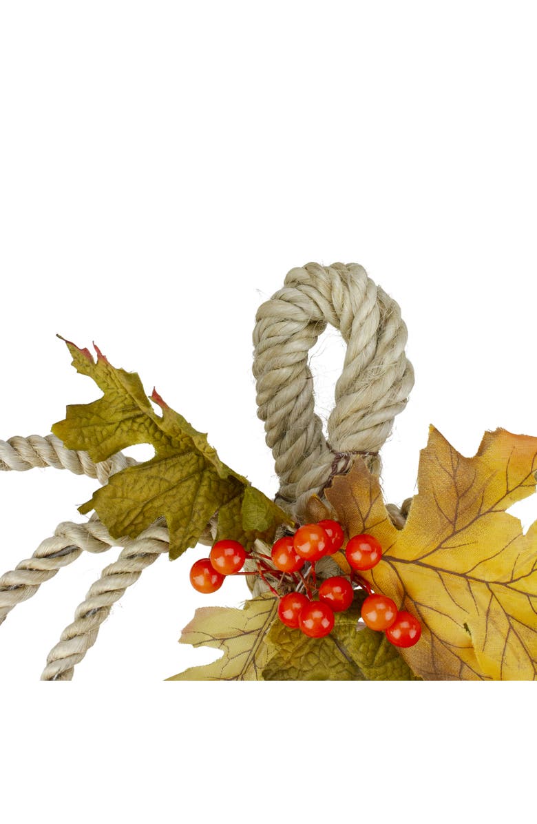 Northlight Autumn Foliage and Rope Pumpkin Fall Harvest Wall Decoration - 16", Alternate, color,