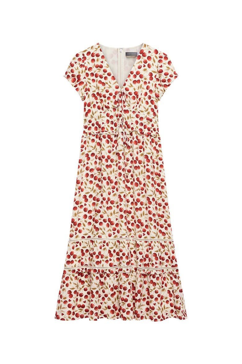 Cherry Print Midi Dress, Alternate, color, Red