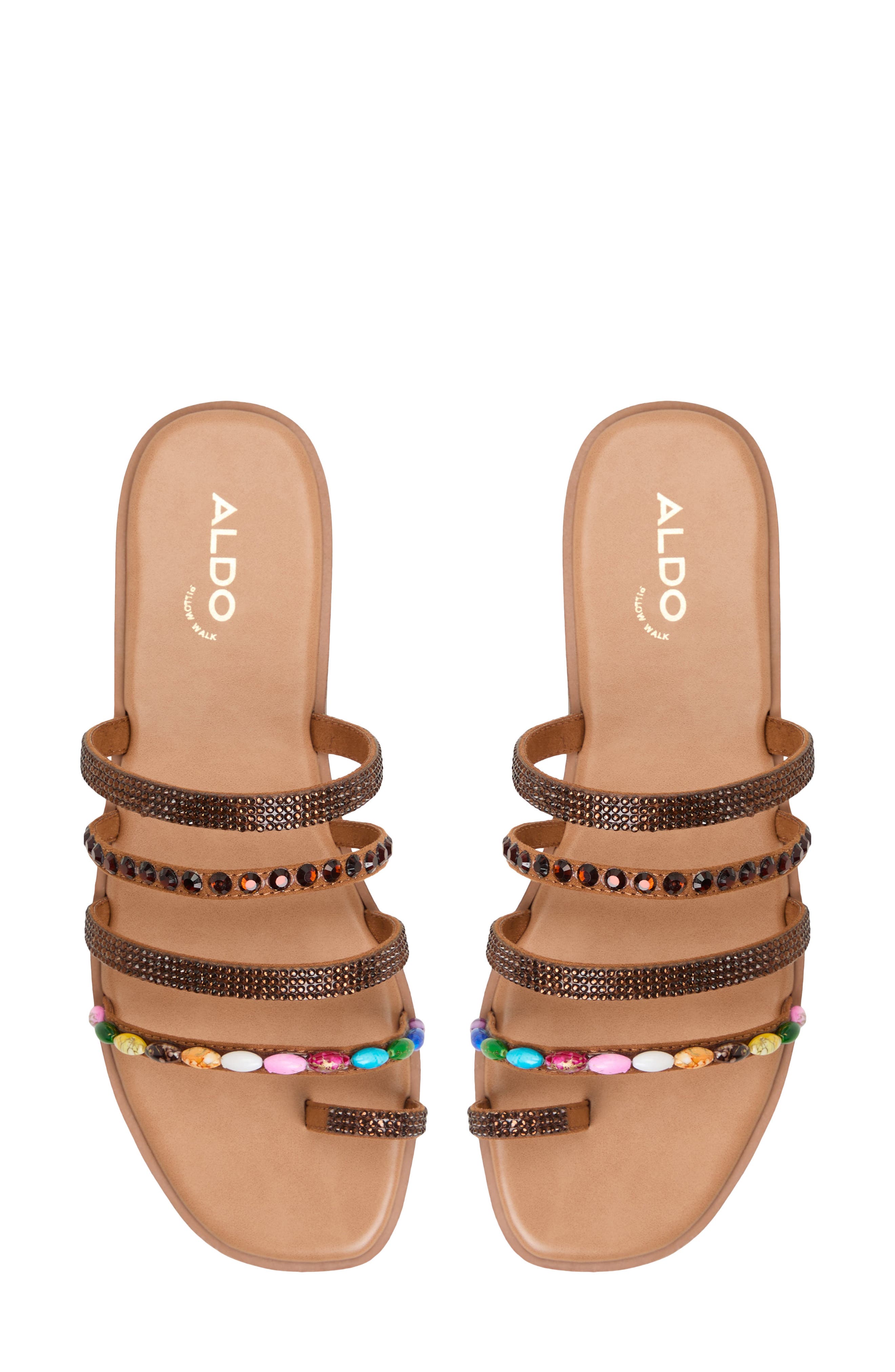 ALDO Lindya Toe Ring Slide Sandal, Alternate, color, Brown Multi