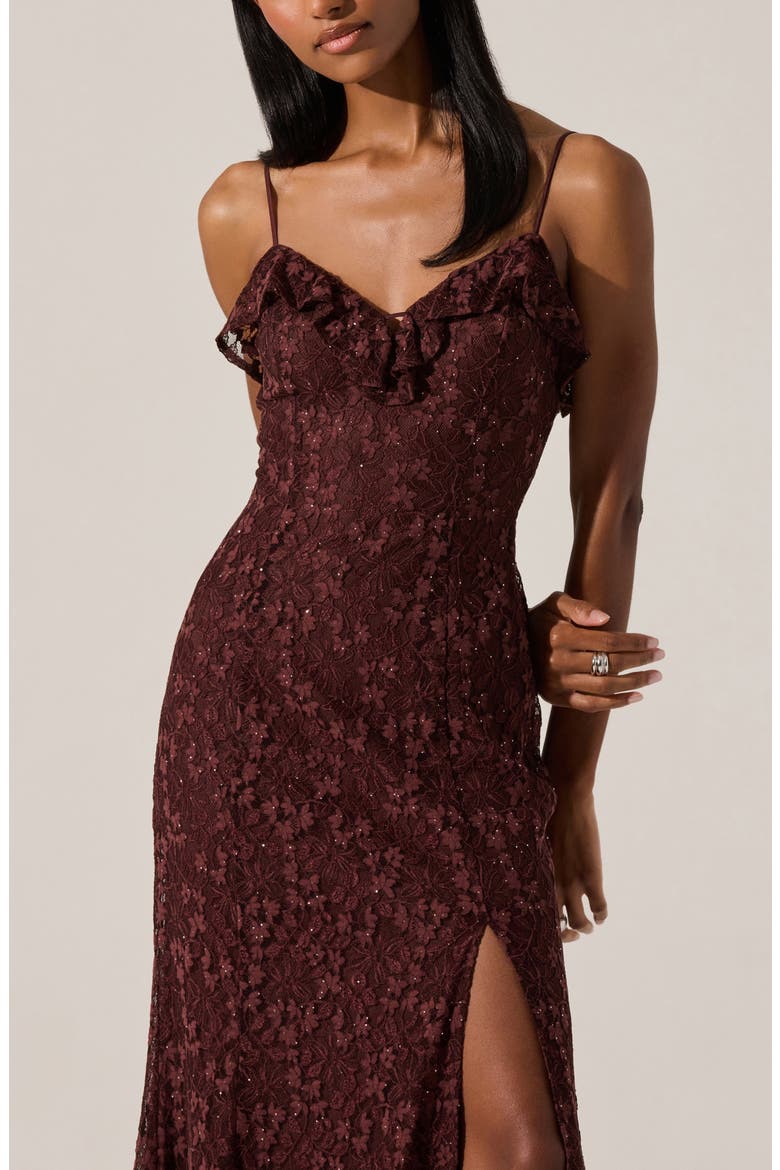 Leonie Lace & Sequin A-Line Dress, Alternate, color, WINE BROWN