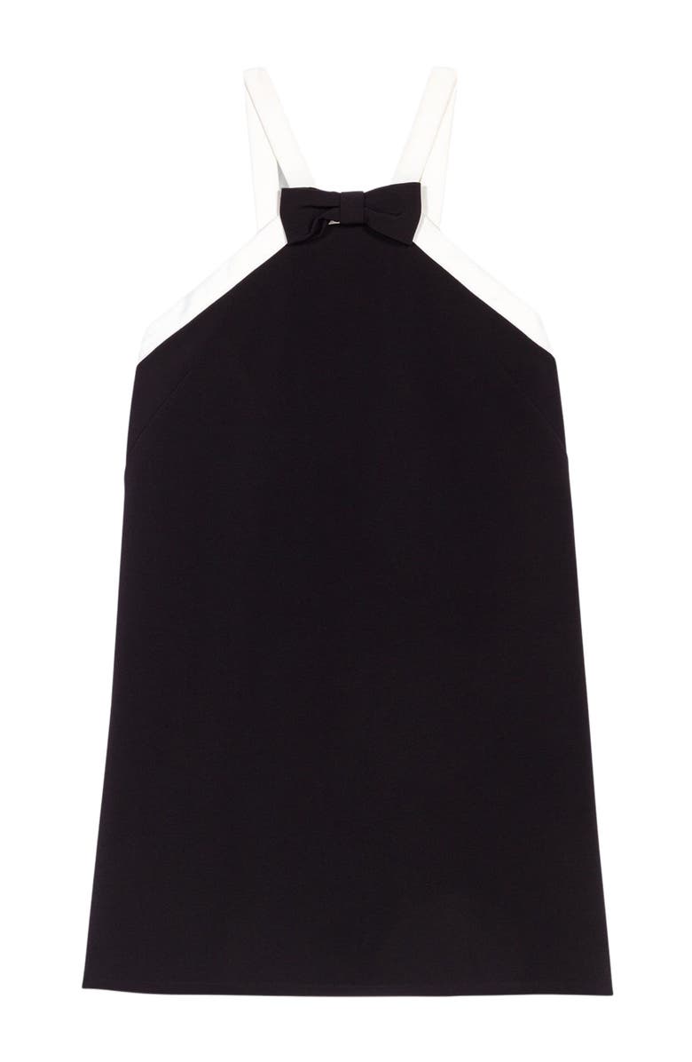 maje Heavy crepe tuxedo dress, Alternate, color, Black / White