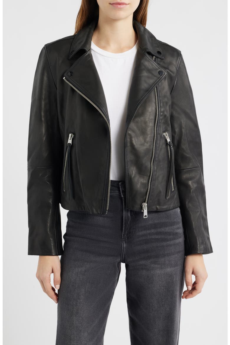 Dalby Leather Biker Jacket, Main, color, BLACK