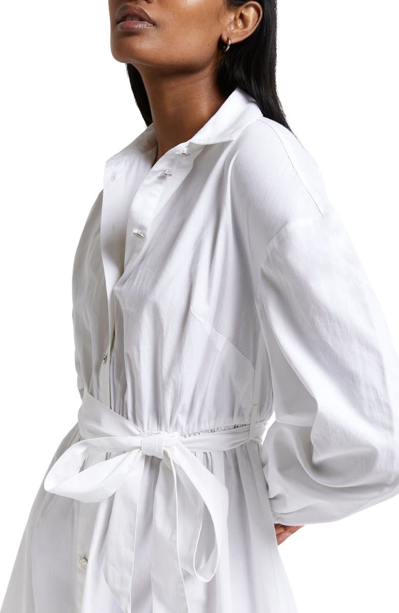 River Island Tie Waist Long Sleeve Cotton Shirtdress, Alternate, color, 