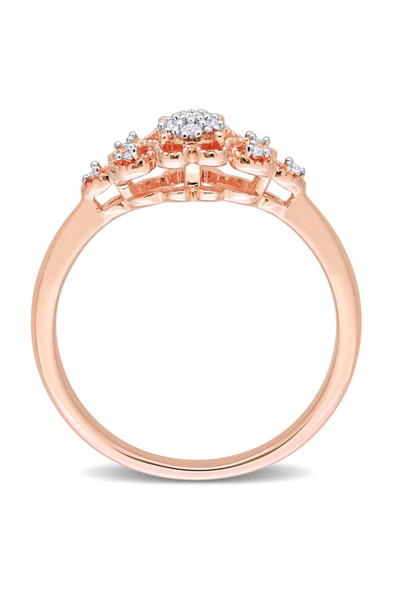 Diamond Milgrain Engagement Ring, Alternate, color, Rose-Plated Sterling Silver