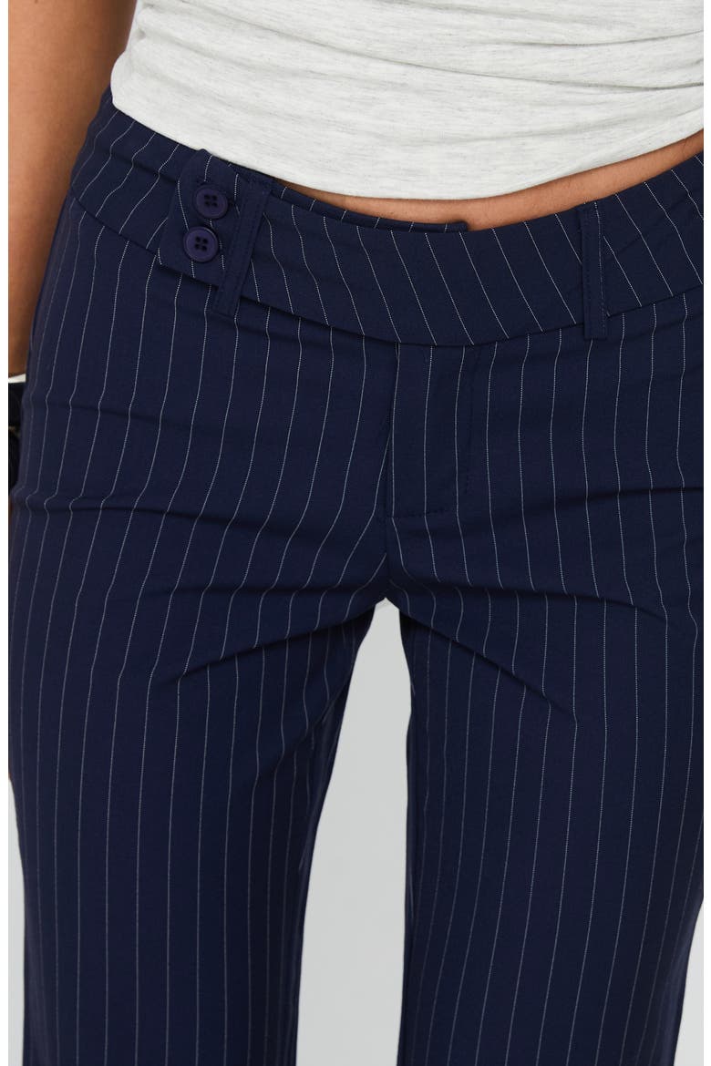 Kinkirk Pinstripe Low Rise Flare Pants, Alternate, color, NAVY PINSTRIPE