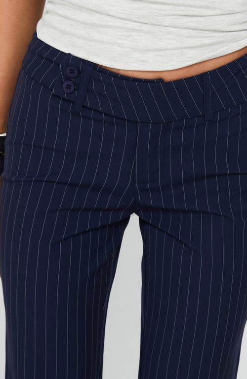 Princess Polly Kinkirk Pinstripe Low Rise Flare Pants In Blue