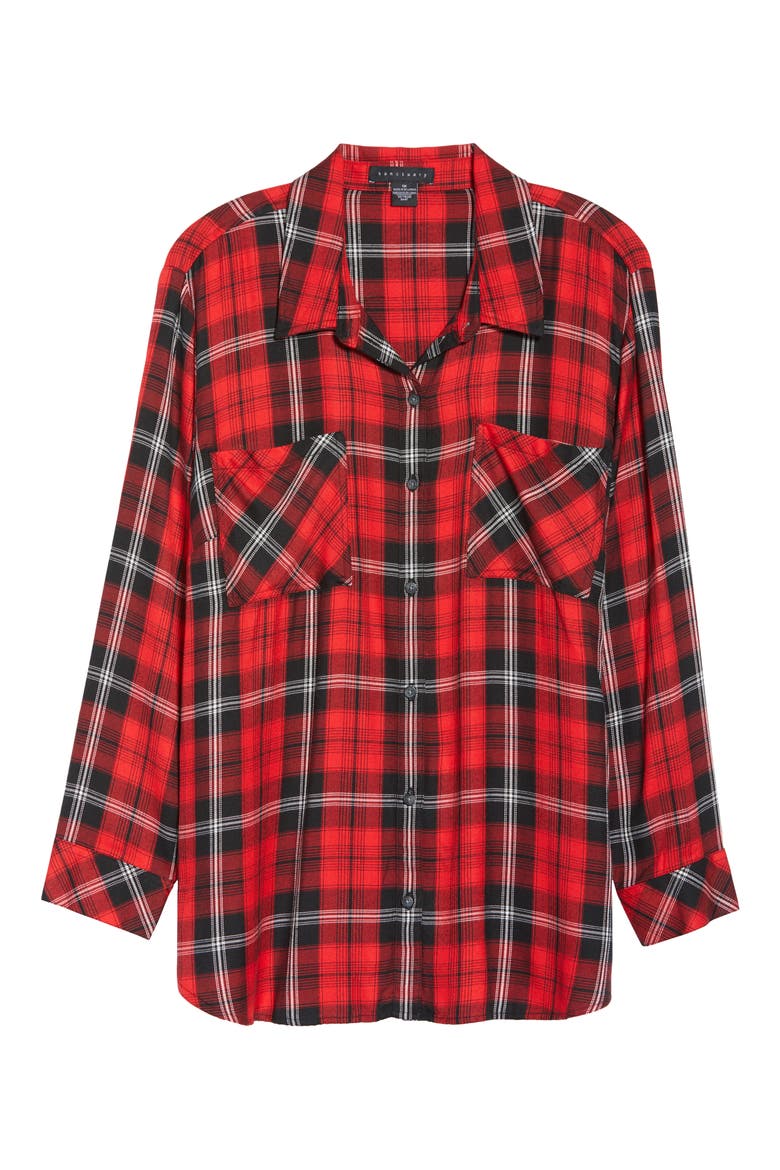 New Generation Plaid Boyfriend Shirt, Alternate, color, PARTY RED PLAID