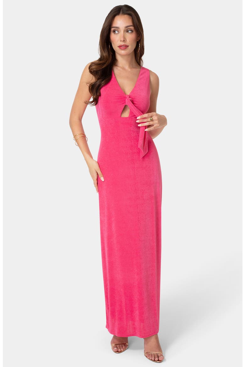 Tie Cutout Sleeveless Maxi Dress, Alternate, color, FUCHSIA