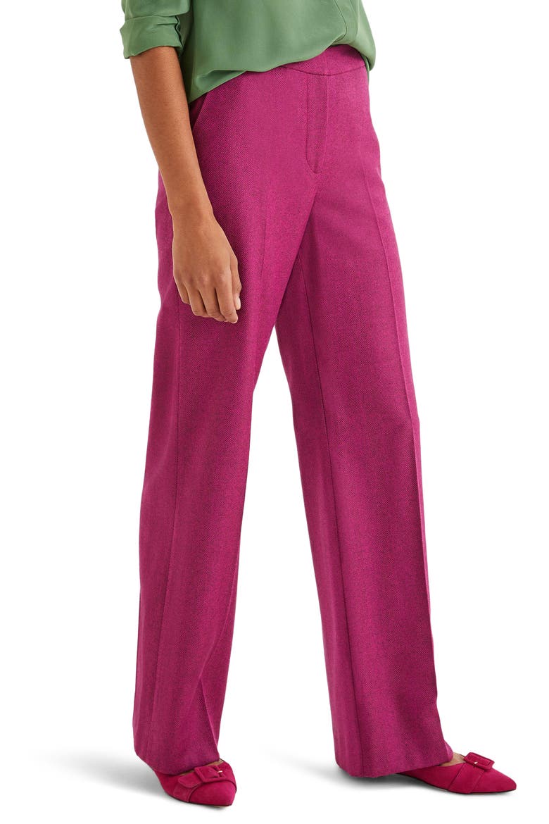 Wide Leg Tweed Pants, Alternate, color, FUSCIA HERRINGBONE