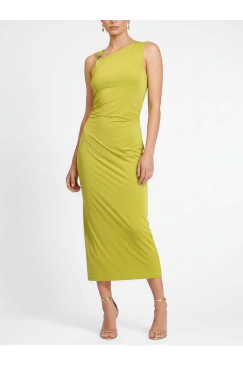 Ivy Asymmetrical Drape Midi Dress, Main, color, Green